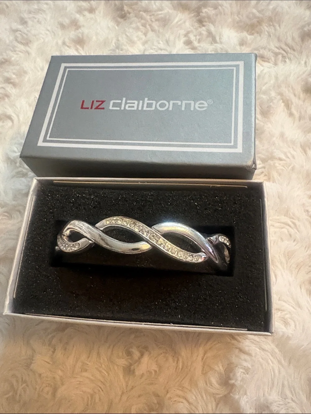 Liz Claiborne Silver Crystal Twist Bracelet